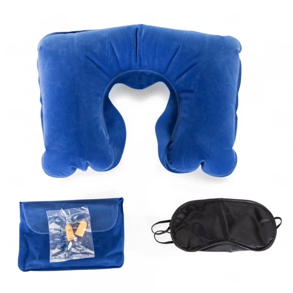 Kit Viagem com Travesseiro, Máscara e Protetor Auricular