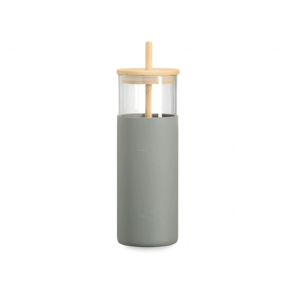 Copo de Vidro 500ml com Canudo Personalizado 