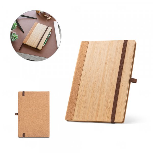 Caderno A5 Ecológico em Bambu e Cortiça Personalizado - 21x14cm