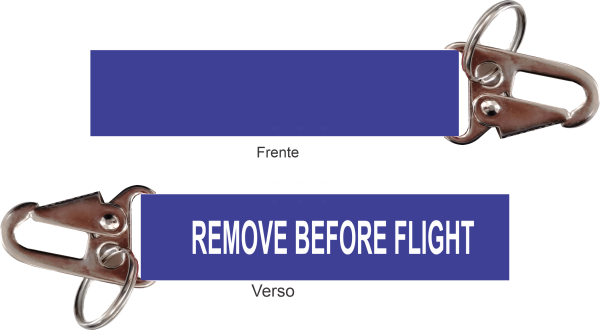 Chaveiro Remove Before Flight - Mosquetão - corte reto 