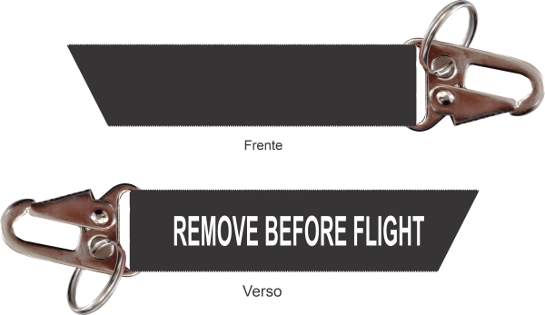 Chaveiro Remove Before Flight - Mosquetão - Corte Diagonal 
