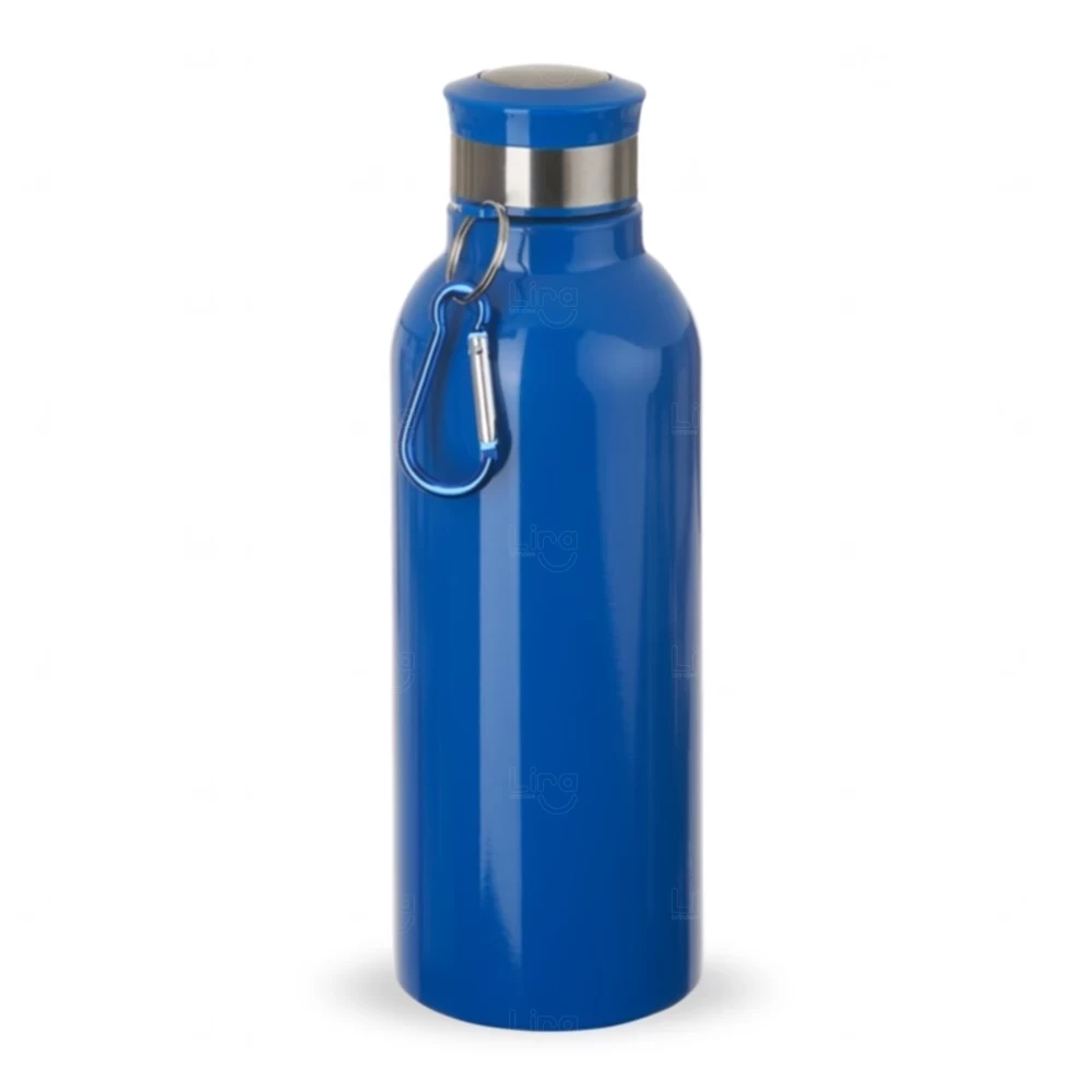 Garrafa Inox 700ml Personalizada com Mosquetão Azul