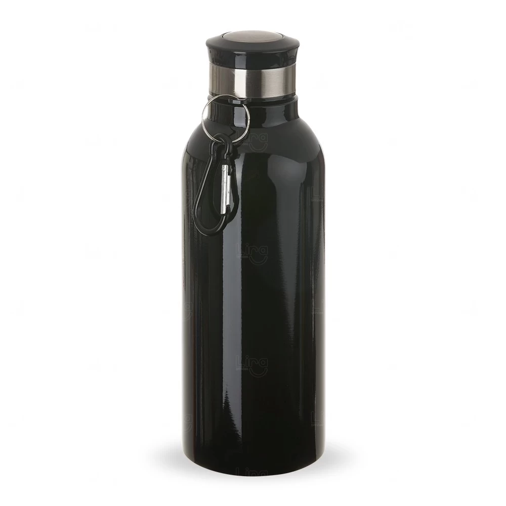Garrafa Inox 700ml Personalizada com Mosquetão Preto