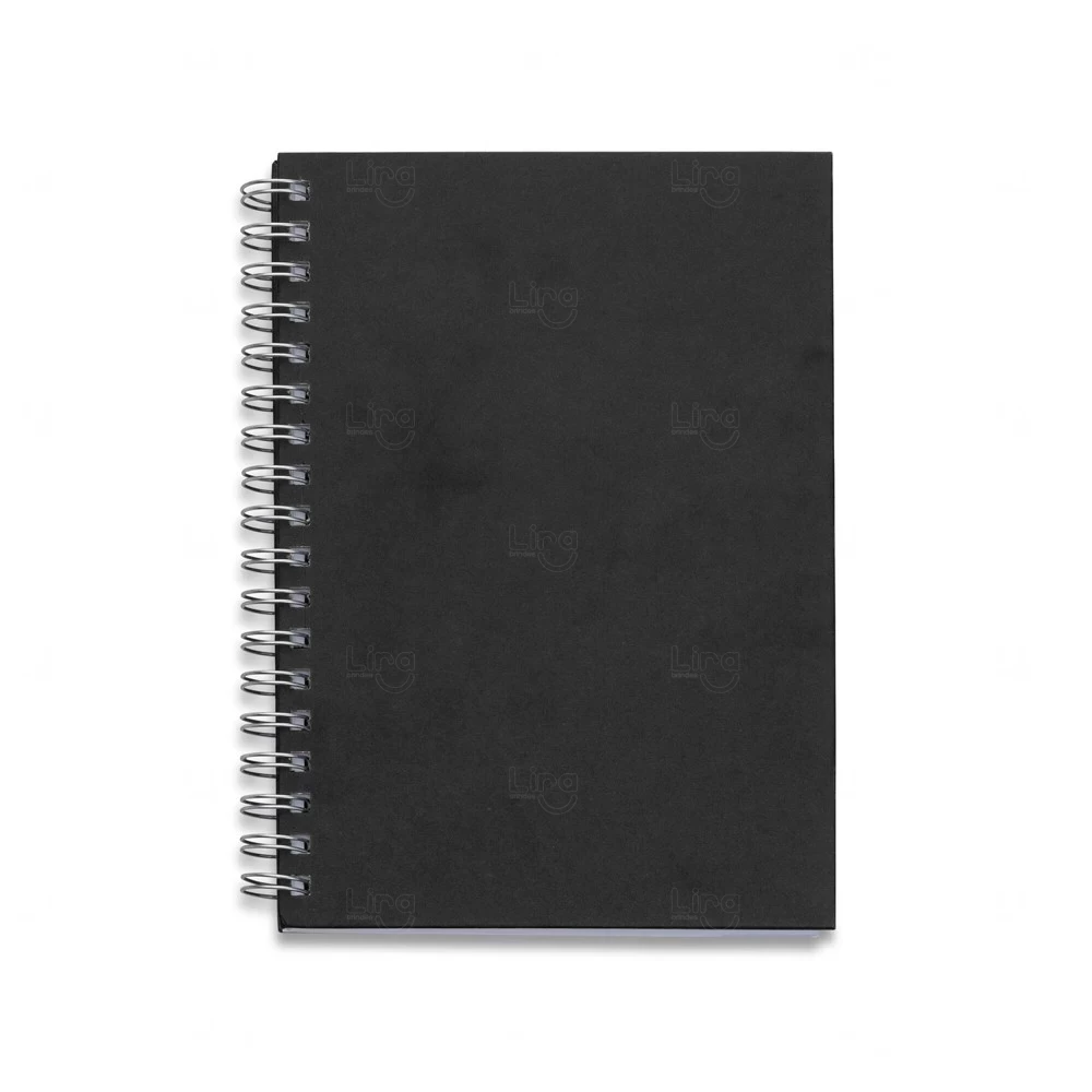 Caderno Capa Kraft Colorida Personalizado - 24,2 x 18 cm Preto