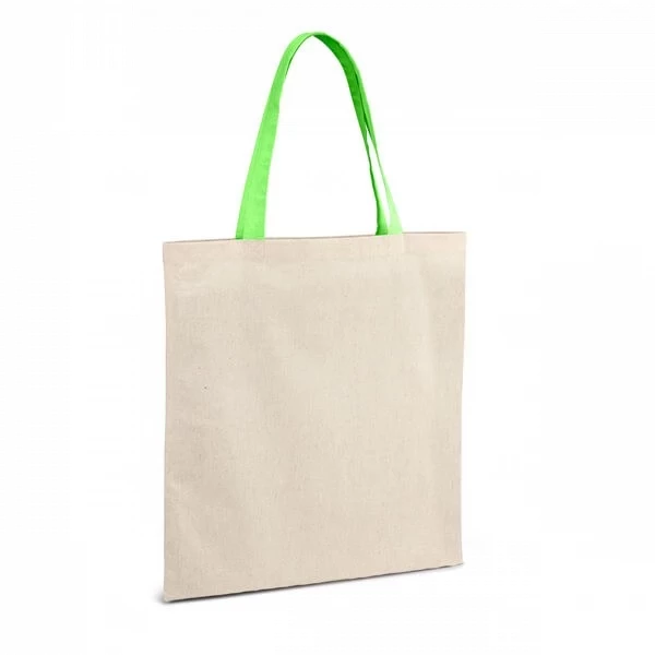 Sacola 100% Algodão Alça Colorida Personalizada - 41 x 37 cm 
