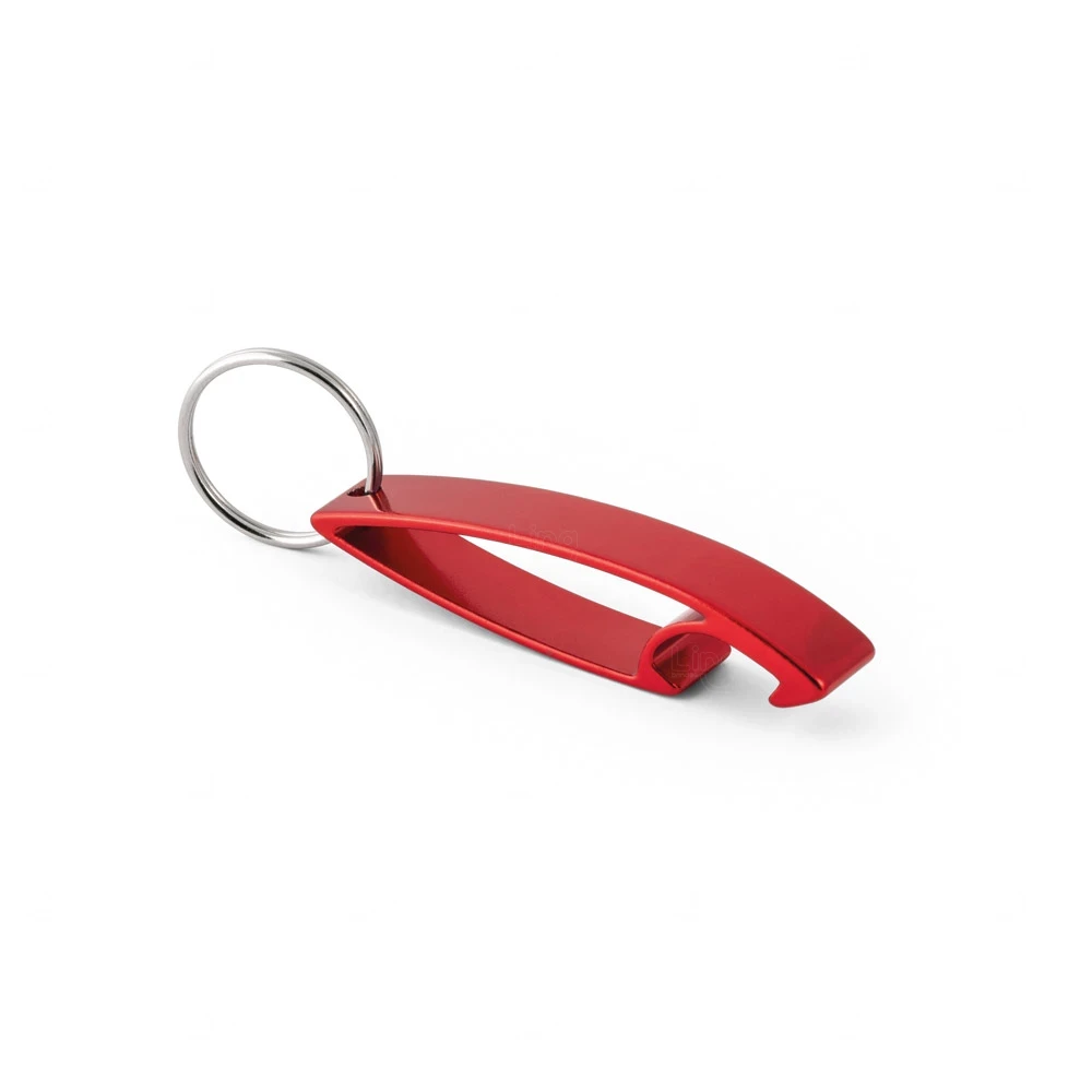 Chaveiro de Metal com Abridor de Garrafas Personalizado Vermelho