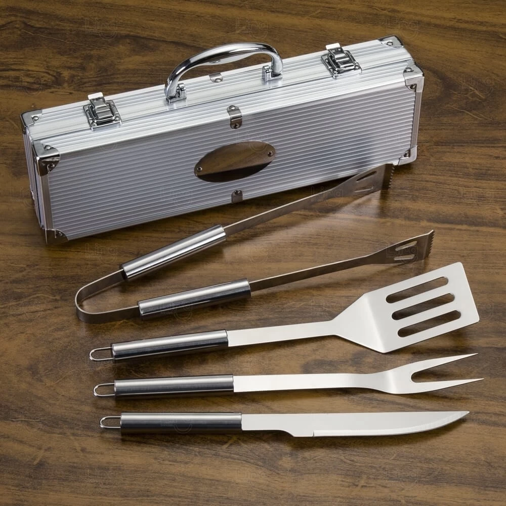 Kit Churrasco 4 Peças Personalizado em Maleta de Alumínio 