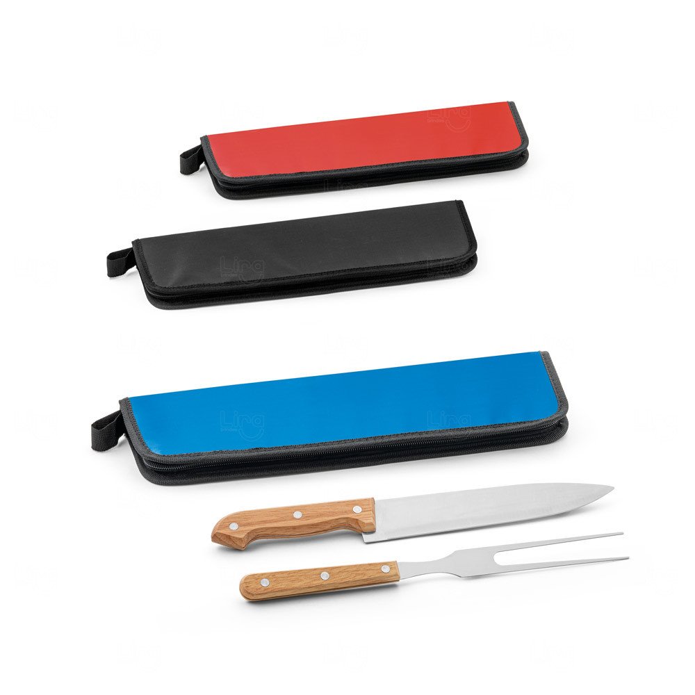 Kit Churrasco Personalizado 2 Peças com Estojo Colorido 