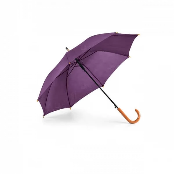 Guarda-Chuva Automático com Pega em Madeira Personalizado Roxo