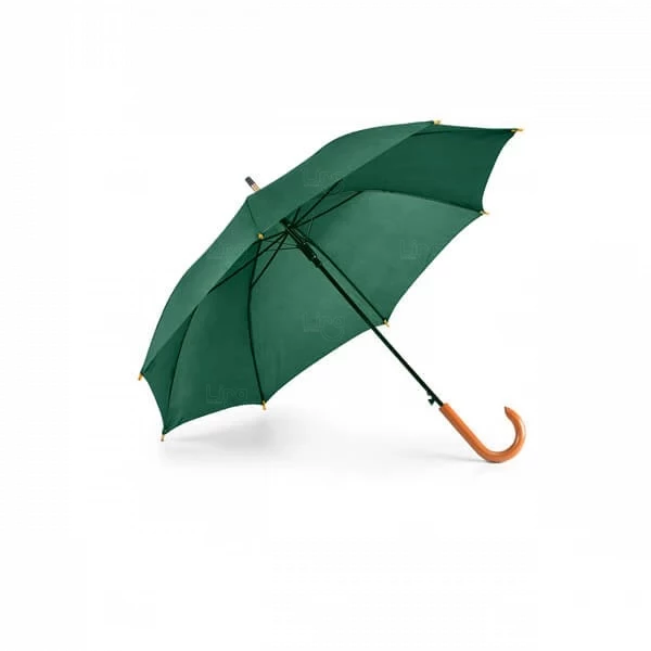 Guarda-Chuva Automático com Pega em Madeira Personalizado Verde