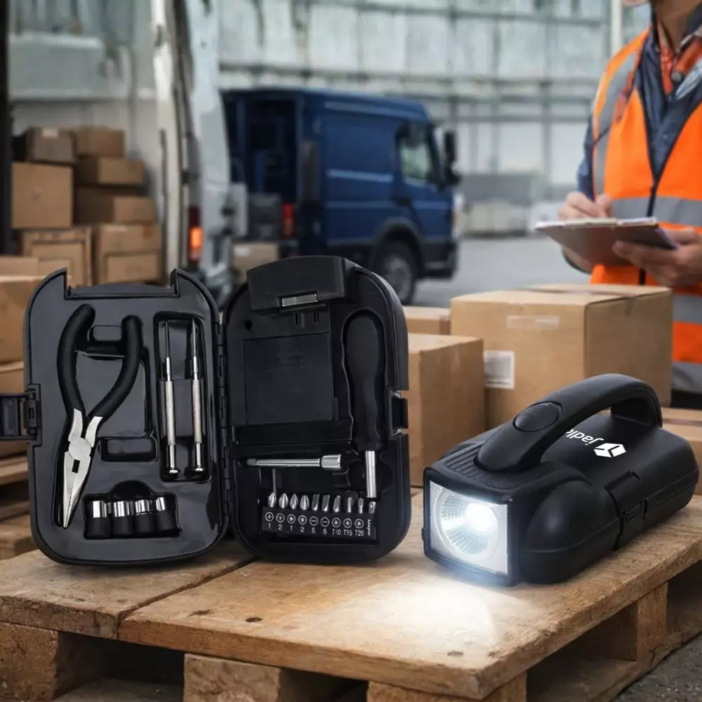 Kit Caixa de Ferramentas Personalizada com 19 Peças e Lanterna 