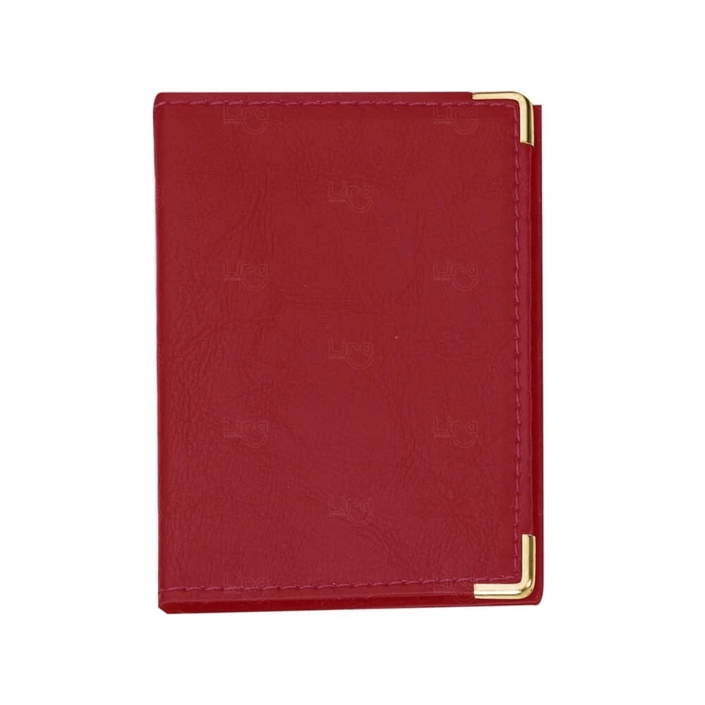 Porta Documentos Personalizado em Couro Sintético - 12,2 x 17,7cm Vermelho