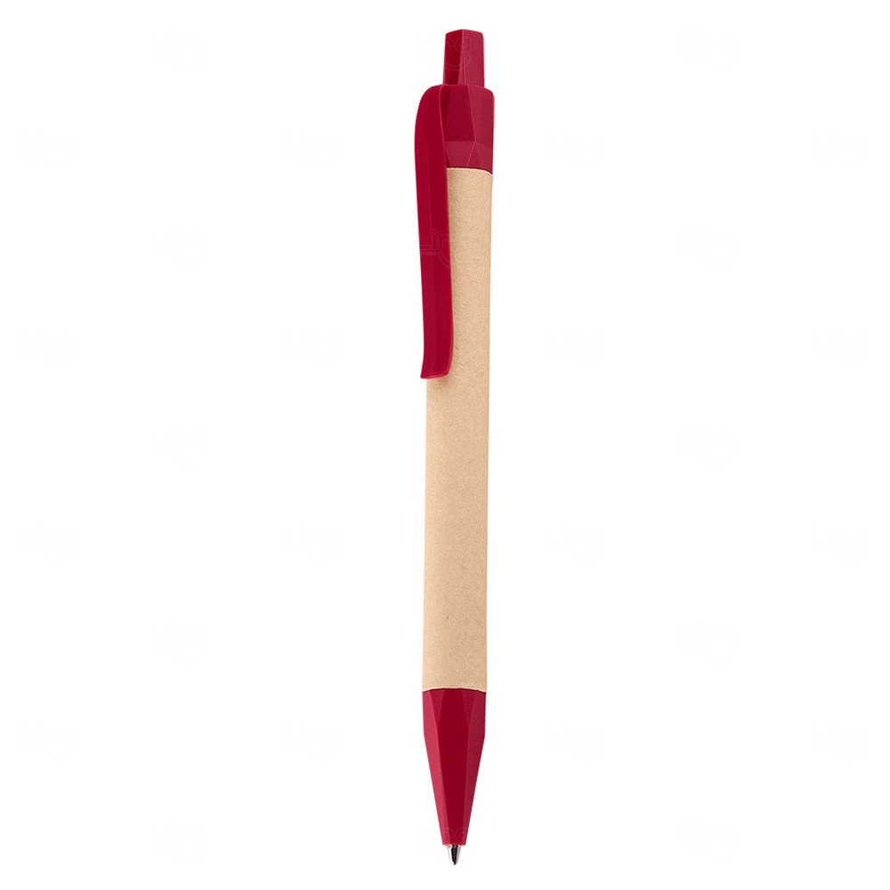 Caneta Ecológica de Papel Personalizada Vermelho