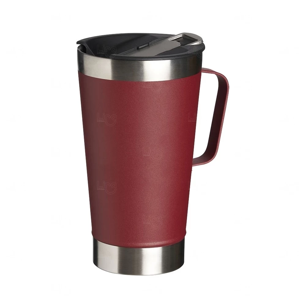 Caneca Térmica Inox com Abridor Personalizada - 500ml Vermelho