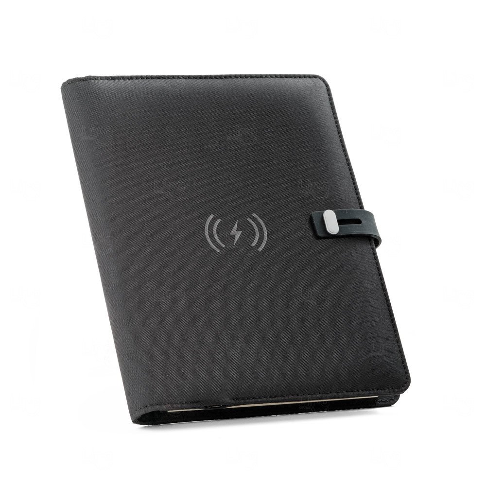 Pasta A5 com Carregador Wireless Personalizada Preto