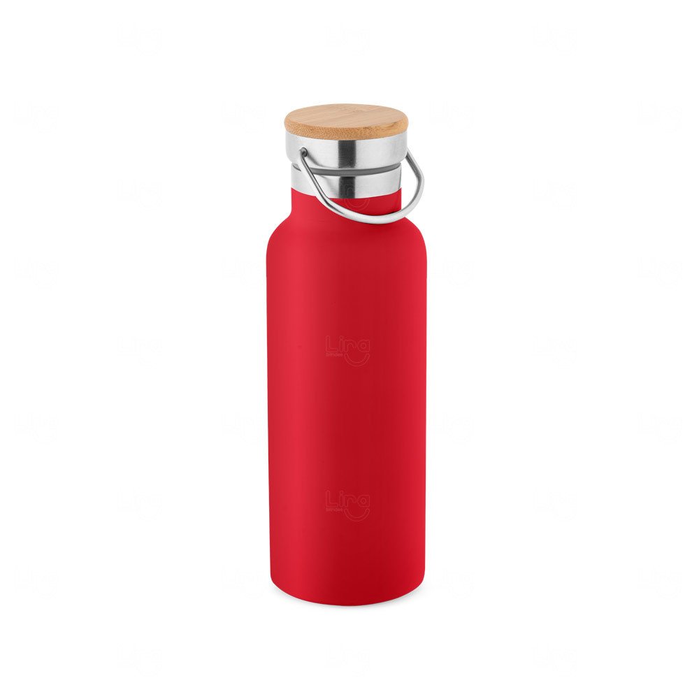 Garrafa Térmica Inox 570ml com Tampa Bambu Personalizada 
