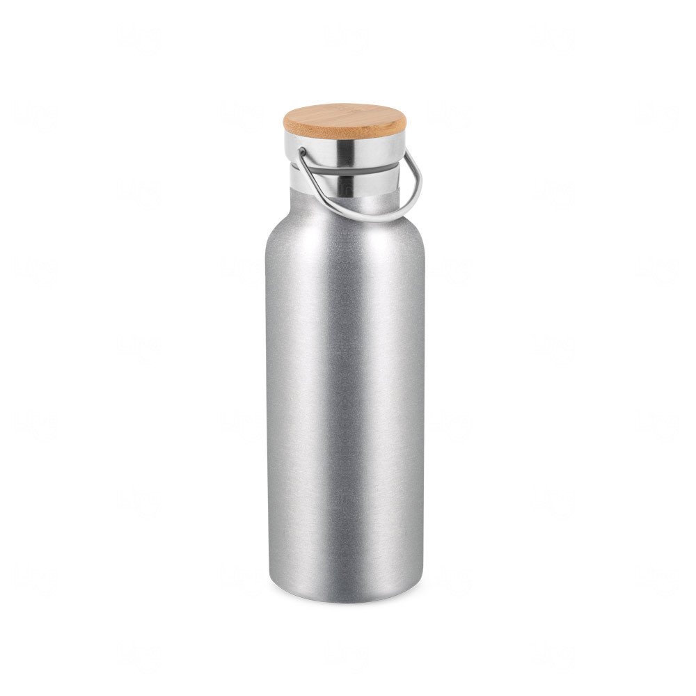 Garrafa Térmica Inox 570ml com Tampa Bambu Personalizada 
