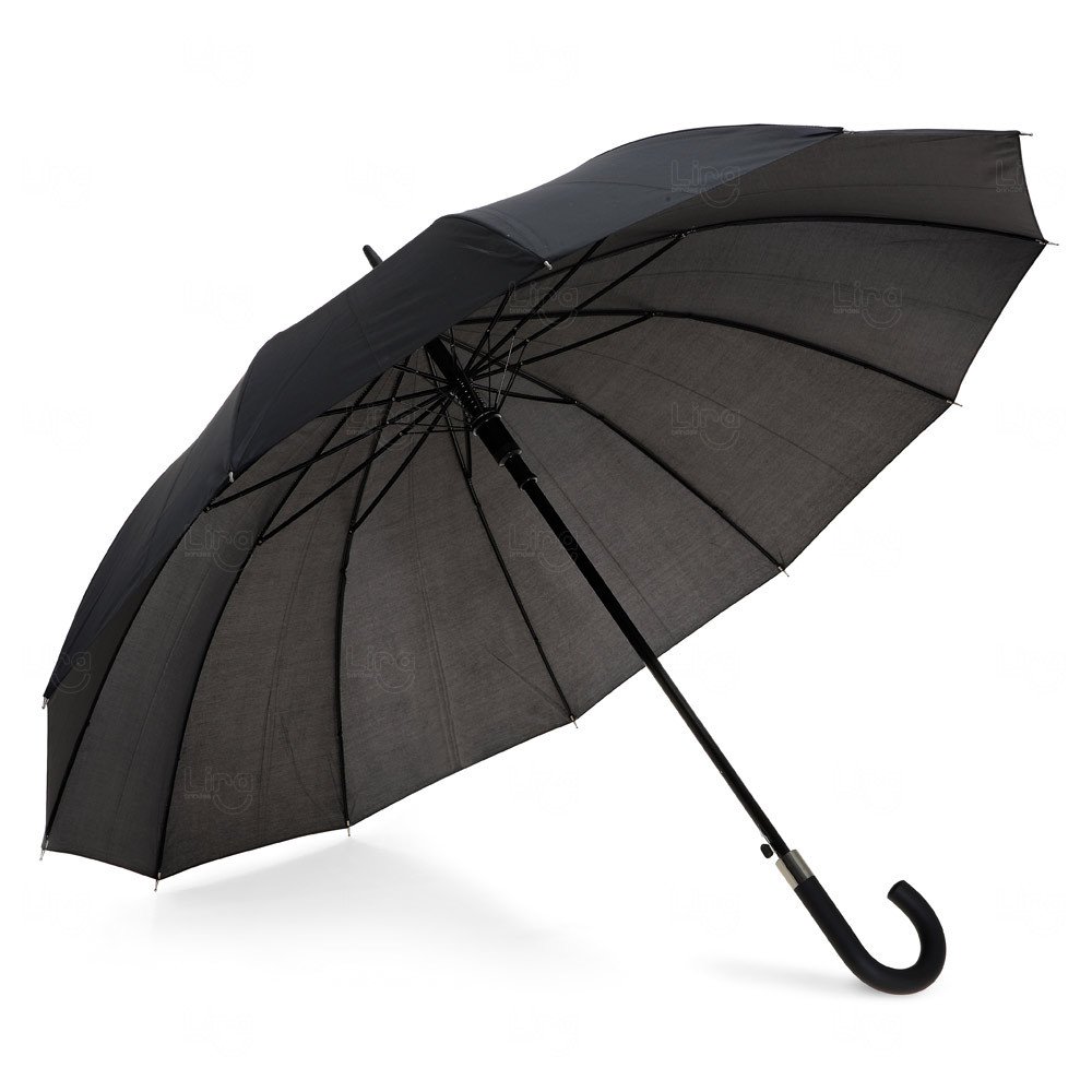 Guarda-Chuva Automático com Pega Emborrachada Personalizado Preto