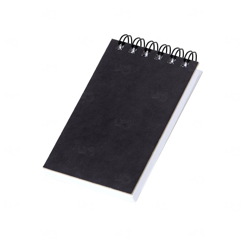 Bloco de Anotações Ecológico com Wire‑o Personalizado - 15x8,5cm Preto