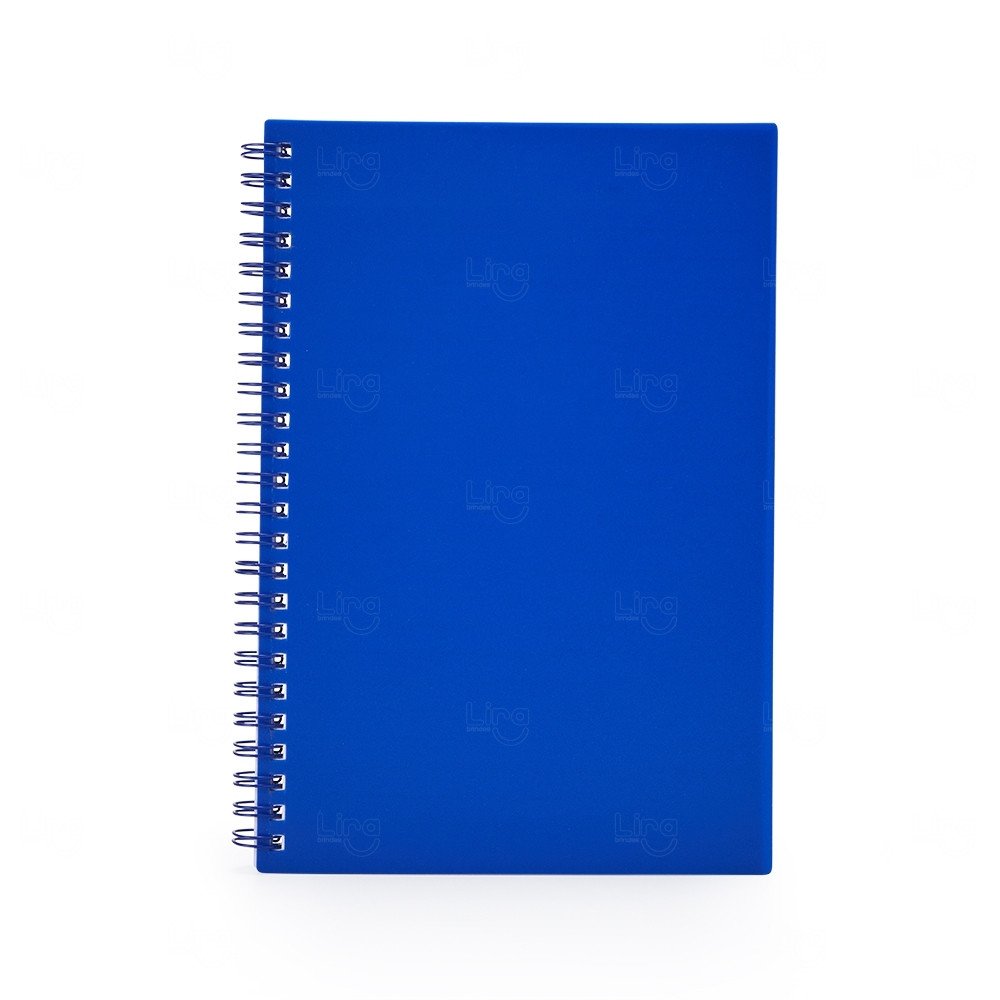 Caderno A5 Plástico Personalizado - 21,2 x 15 cm Azul