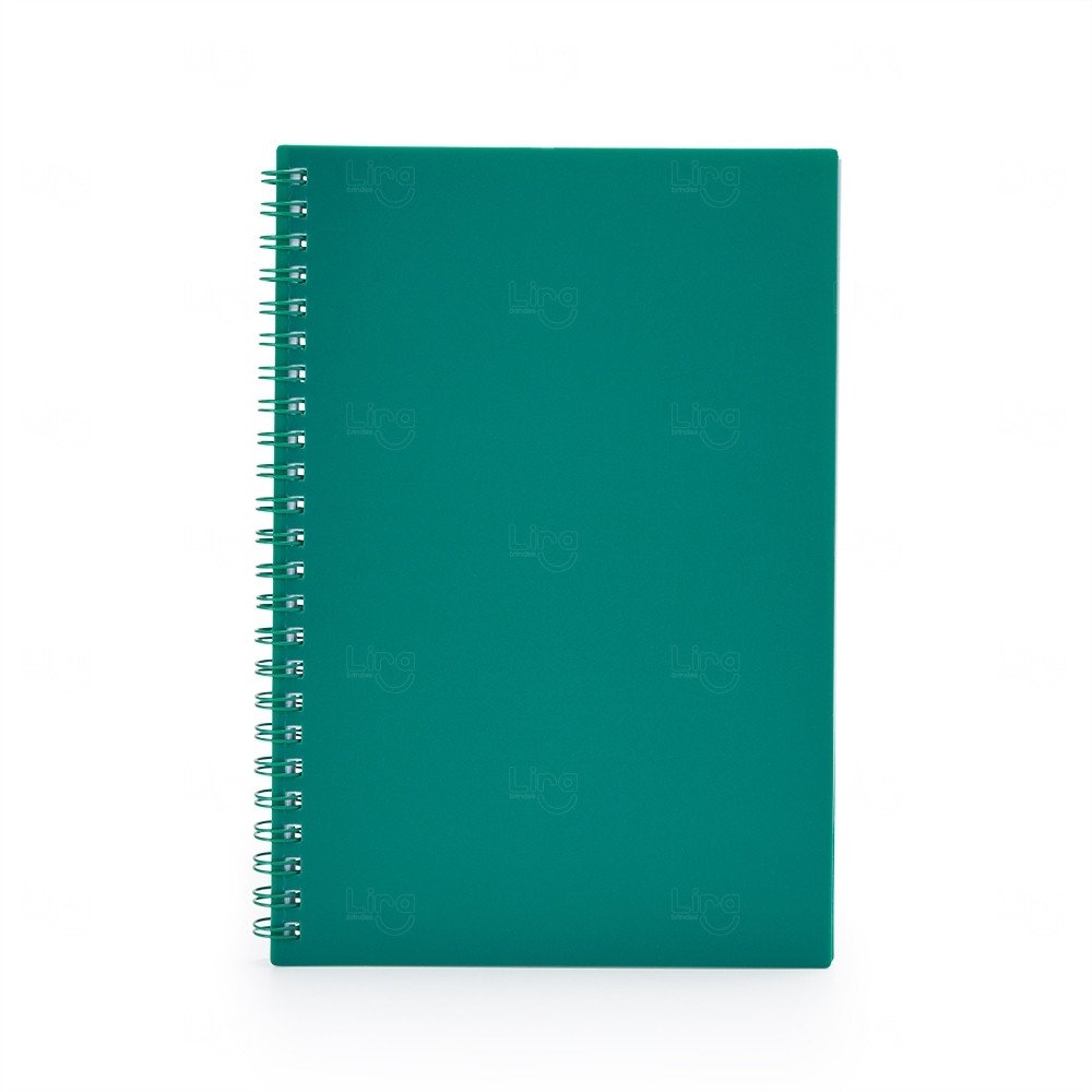 Caderno A5 Plástico Personalizado - 21,2 x 15 cm Verde Escuro