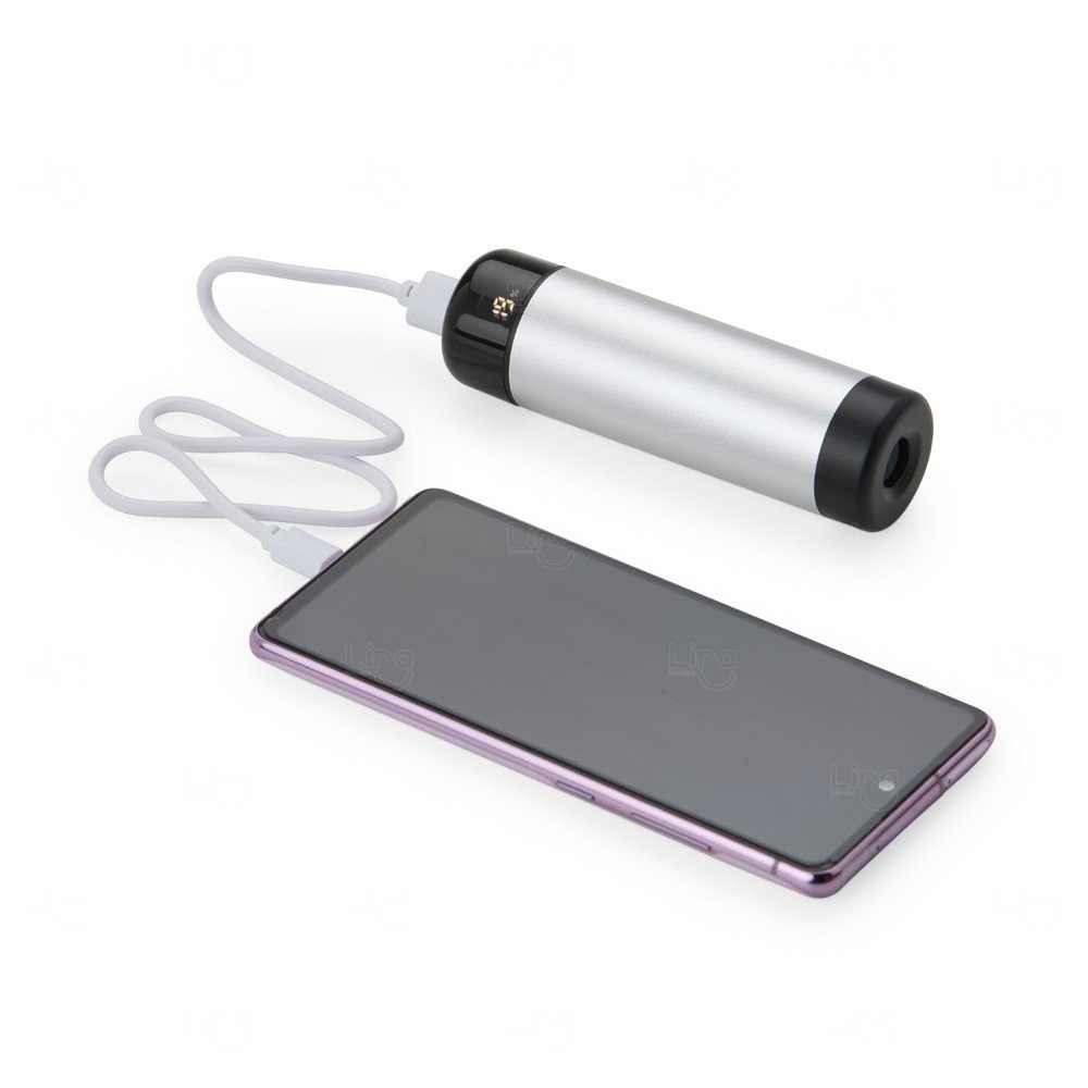 Power Bank Indicador LED e Lanterna Personalizado - 4.000mAh 