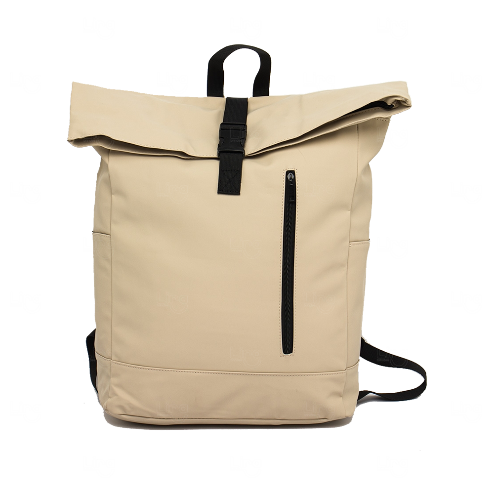Mochila Couro Sintético 45L Impermeável Personalizada Bege