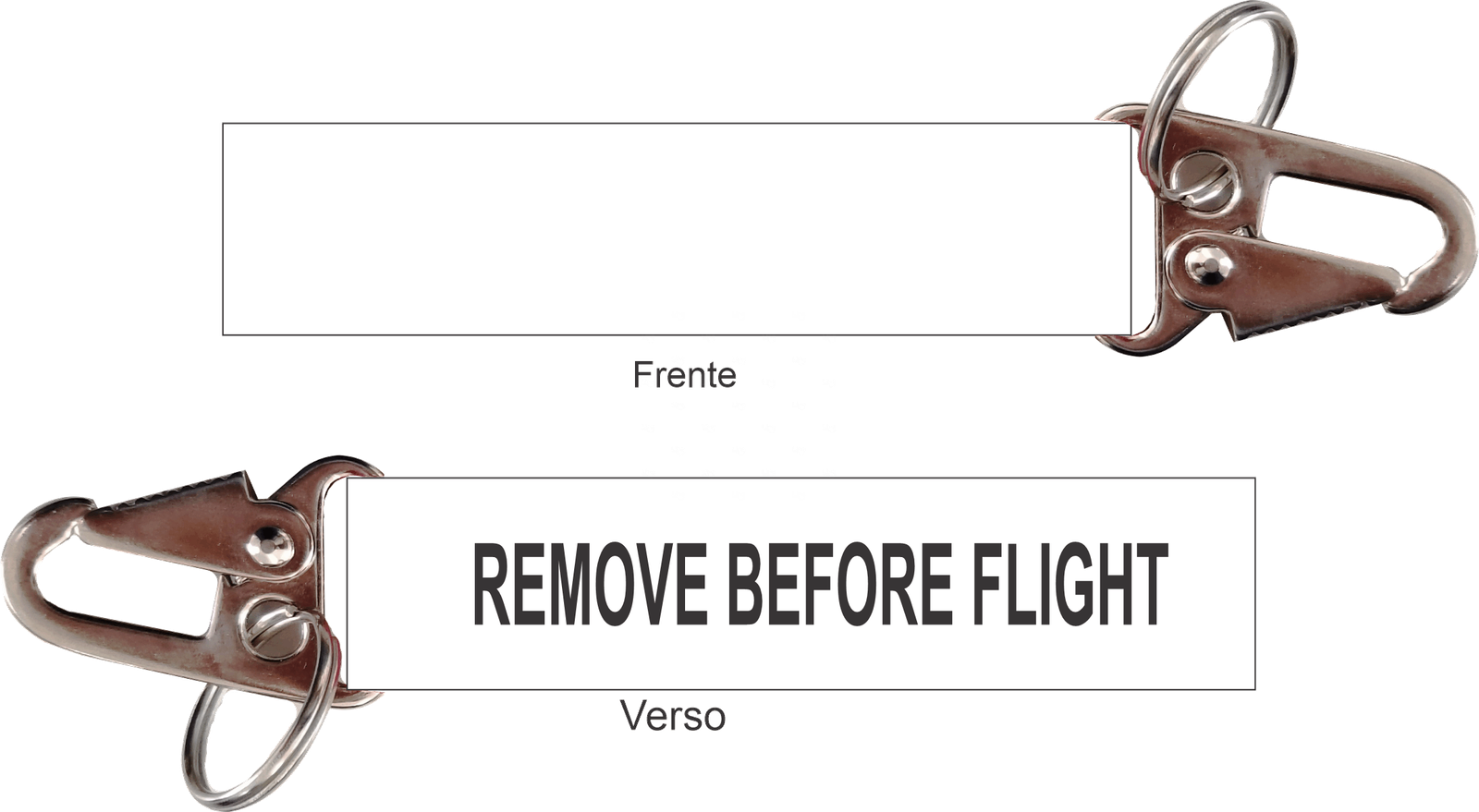 Chaveiro Remove Before Flight - Mosquetão - corte reto 